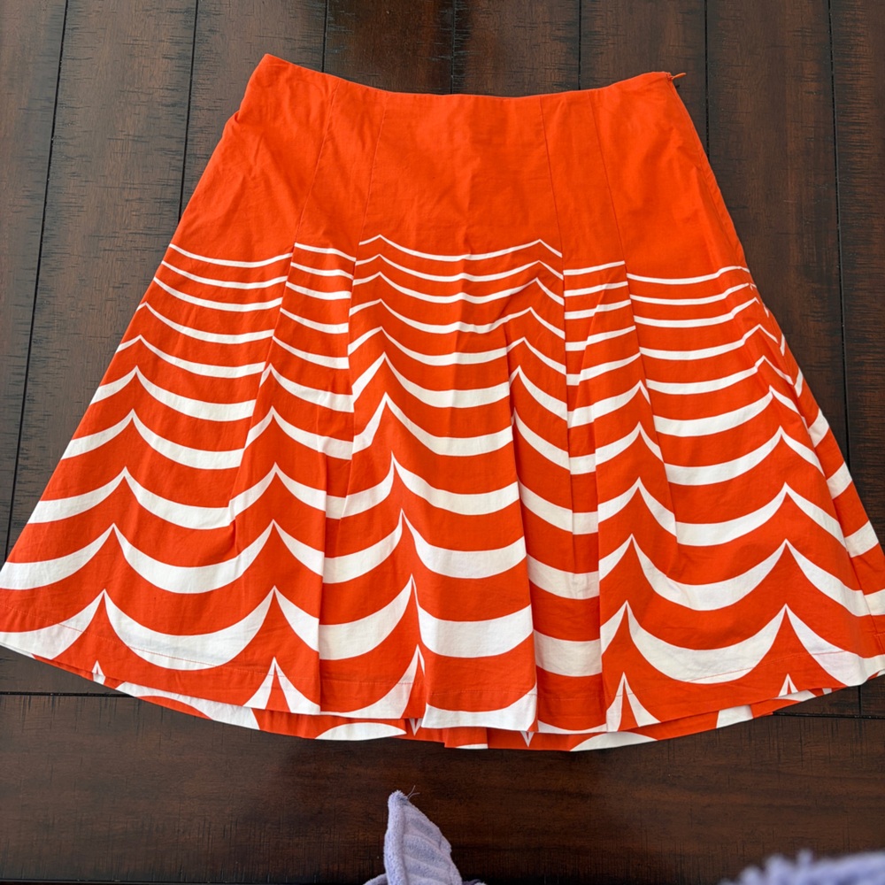 Boden Orange and White A-Line Skirt